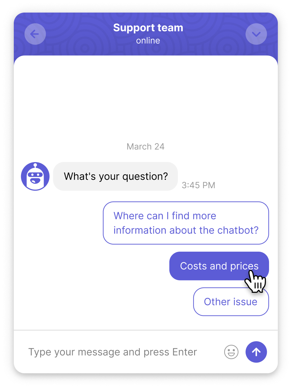 FAQ chatbot screen